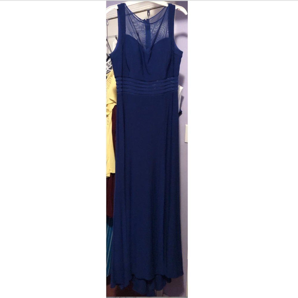 Floor-length Royal Blue Evening Gown with Leg Slit